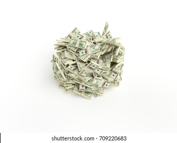 Stack of dollars on white background — 3D Render - Shutterstock ID 709220683