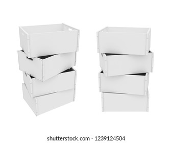 stack of drawers isolated on white background, 3D rendering