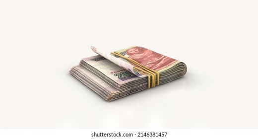 Stack of Egyptian Banknotes of 200 Bills on white background