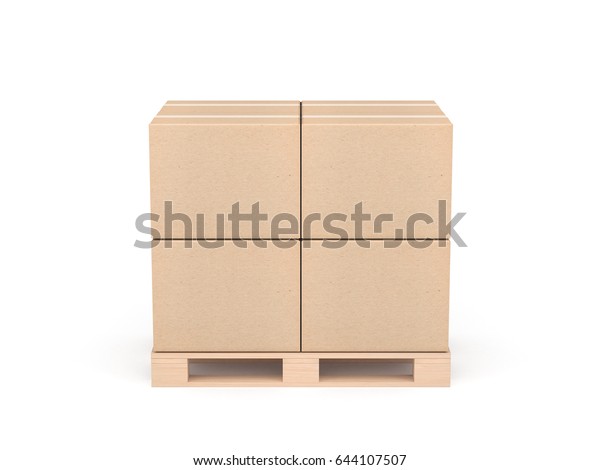 Download Stack Four Cardboard Boxes Mockup On Stock Illustration 644107507