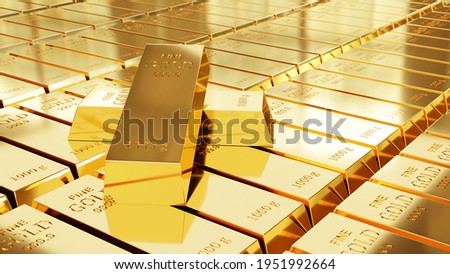Stack of gold bars 1000 grams Financial concepts.3d illustration.