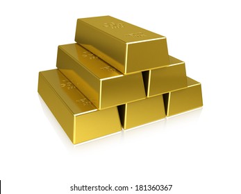 3d Realistic Render Pile Golden Bars Stock Illustration 1152039995