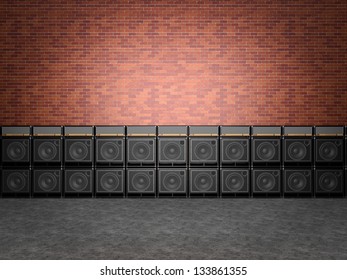 Stack of guitar amplifiers