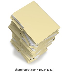 Stack Of Manila Folders On White Background