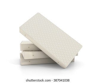 Stack Of Mattress Isolated On White Background. 3d