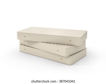 Stack Of Mattress Isolated On White Background. 3d