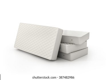 Stack Of Mattress Isolated On White Background. 3d