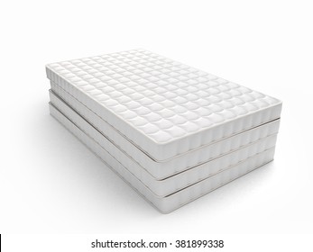 Stack Of Mattresses Isolated On White Background