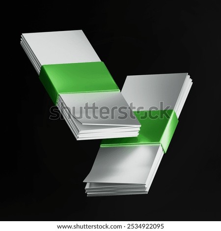 A stack of money pack in 3D realistic style. Wad of cash on isolated background. Wad of cash, Concept of financial data and business, 3d illustration. 3d render. 3d illustration for business, cash