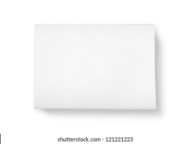 A Stack Of Newspapers With Blank Space For Information. Top View Shot. Isolated On White.