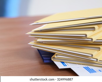 Stack of papers on a table close-up