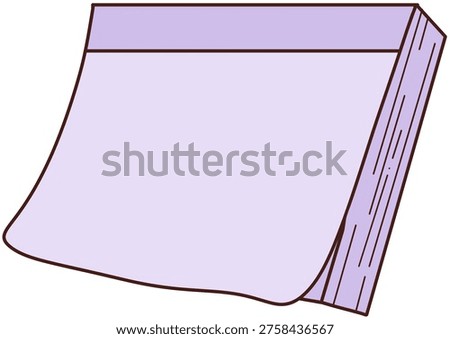 Stack of pastel purple sticky notes or memo pads with page peel effect for stationery.