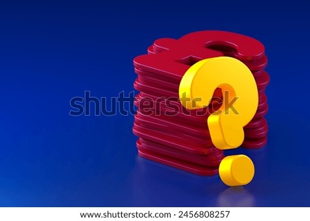 A Stack of Pound Signs and a Neon-Lit Question Mark on a Blue Background. 3d Rendering