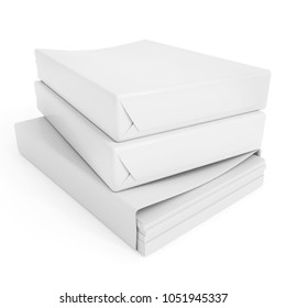 Stack Of Printer Paper, Packs On White Background 3d Illustration