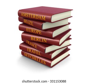 Stack of Travel books (clipping path included) 