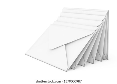 Stack of White Blank Envelope on a white background. 3d Rendering 
