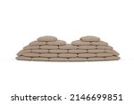 Stacked Sandbag Barricade Shield on a white background. 3d Rendering 