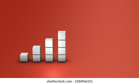 Stacked White Blocks. Upward Sloping Graph. Growth And Booming Concept. Red Hot Background. Text Space. 3D Rendering.