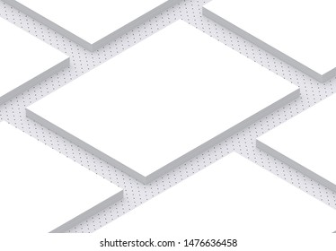 Stacks Of Isometric Us Letter Flyers Pattern On Dotted Background Mockup. 3D Render.