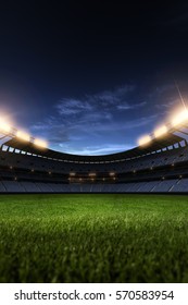 Stadium night light without people 3d render