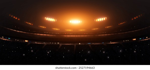 Stadium with Spotlights and Crowd Atmosphere, 3d rendering - Powered by Shutterstock