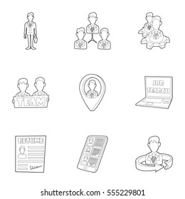 Staffing Agency Icons Set. Outline Illustration Of 9 Staffing Agency  Icons For Web