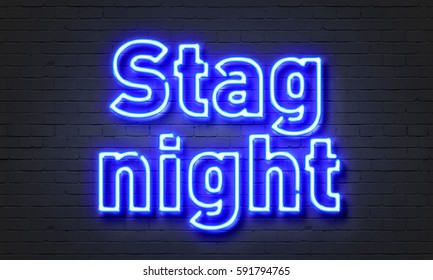 Stag Night Neon Sign On Brick Wall Background