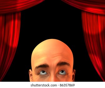 Stage with close up mans head - Powered by Shutterstock