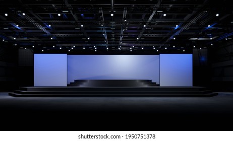 Stage Event Led Night Light Staging In Hall ,3D Render