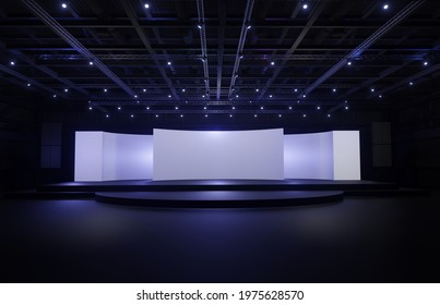 Stage Event Led Night Light Staging In Hall ,3D Render