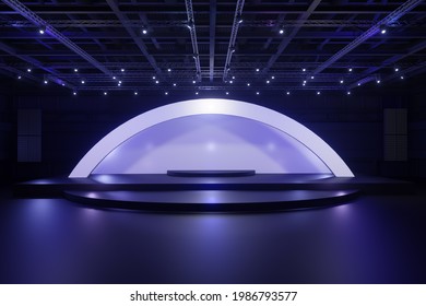 Stage Event Night Light Staging In Hall ,3D Render