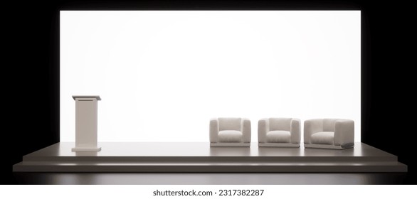 stage with led screen and podium, corporate show, session. 3d rendering. 3d illustration. - Powered by Shutterstock