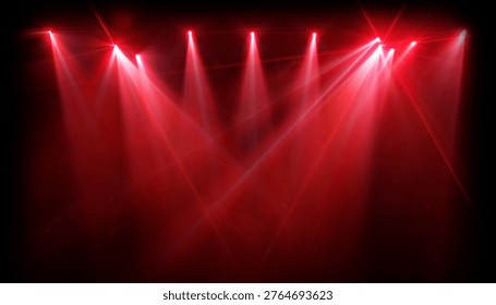 Stage red Light Background. spotlight beam shining down on center