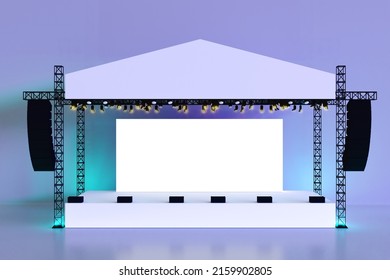 Stage rigging truss system with blank backdrop concert  performance. High resolution image isolated. 3D Rendering. - Powered by Shutterstock