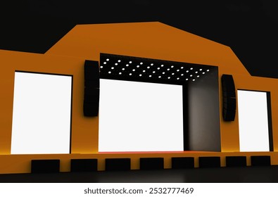Stage rigging truss system with blank backdrop concert  performance. High resolution image. 