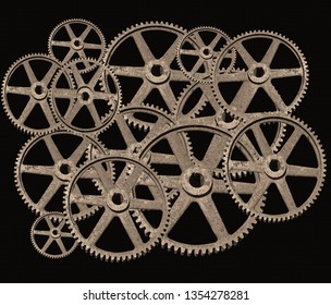 Stagnant Economy - Gears In Sepia Color