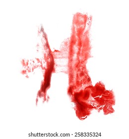 Stain With Watercolour Red Paint Stroke  Watercolor  Isolated