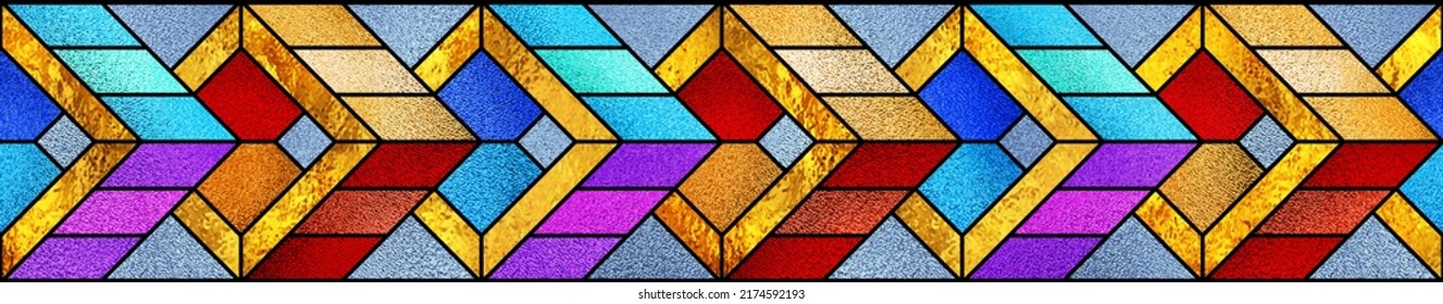 Stained glass window  Abstract colorful stained  glass background  Art Deco geometric decor for interior  Modern pattern  Luxury modern interior  Transparency  Multicolor template for design interior 