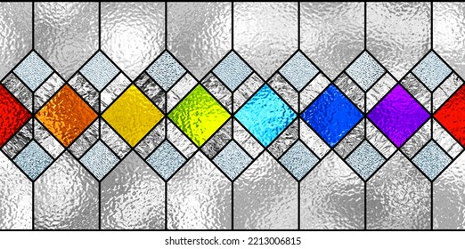Stained glass window  Seamless geometric colorful pattern   Abstract modern stained  glass Art Deco decor for luxury design interior  Multicolor stained  glass background  Template for design 