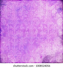 Stained Purple Damask Wallpaper