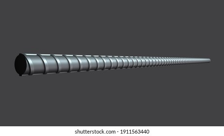 Stainless Steel TMT Bar. 3D Render