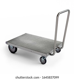 Stainless Steel Wheeled Freight Trolley Cart, 3D Illustration