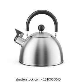 Stainless steel whistling kettle isolated on white background. 3d rendering