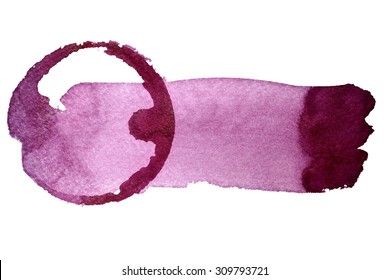 Stains of wine glass and stroke isolated on white background (Used real red wine)