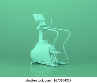 Stair Climber Gym Equipments,  In Monochrome Blue Color Background, 3d Rendering, Power Line, Fitness Saloon Tools