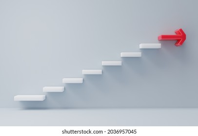Stairs going upward concept of building success foundation with copy space. Block stacking as step stair on pastel background. Ladder concept of success in business or personal growth. 3D render