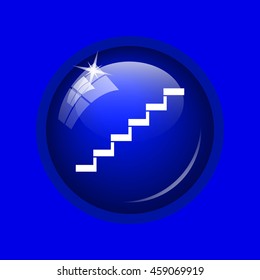 Stairs icon. Internet button on blue background. 