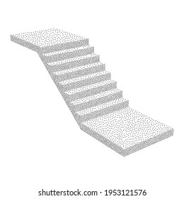 Stairs, interior staircases steps. Dotwork Halftone Style Monochrome Gradient 3d render Illustration.