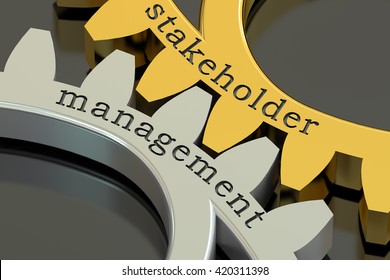 Stakeholder Management Concept On The Gearwheels, 3D Rendering