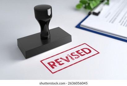 Stamp with Revised text - 3D Illustration